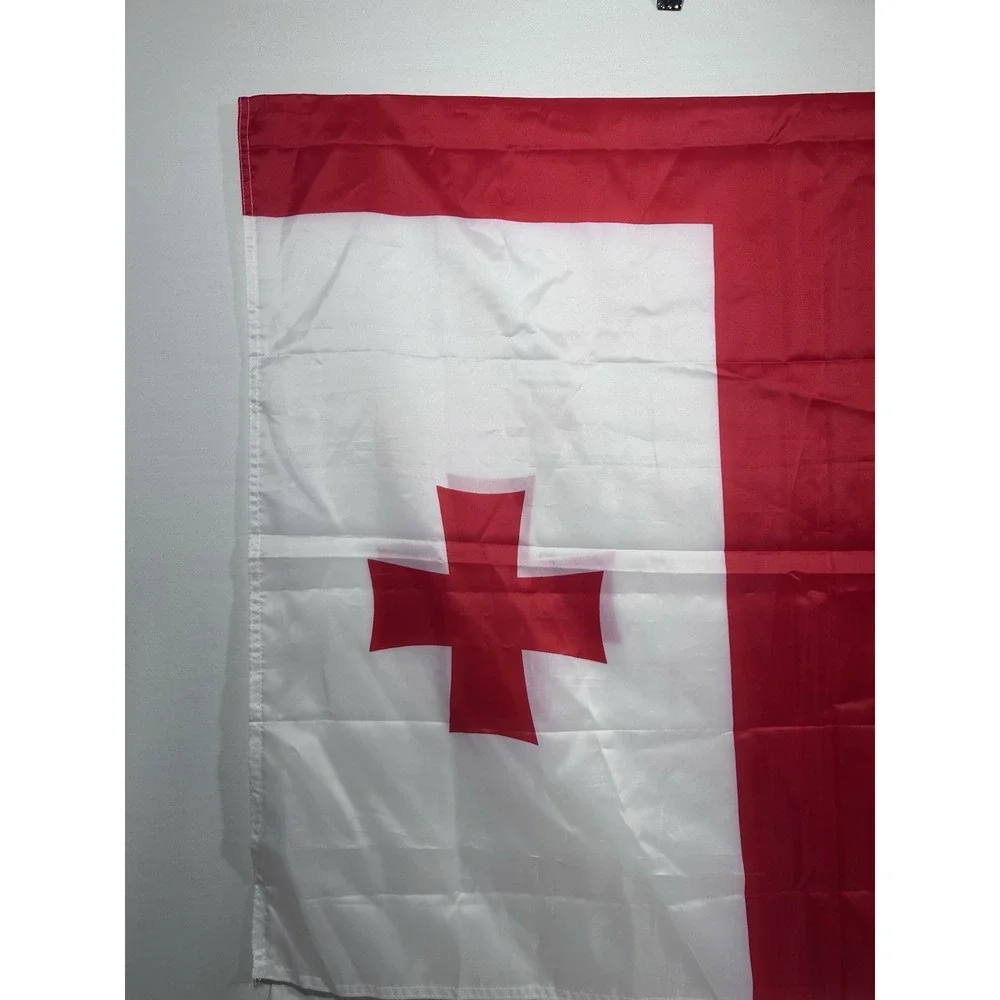 Vintage Georgian Flag Pennant Red White Banner Large Americana Retro Display